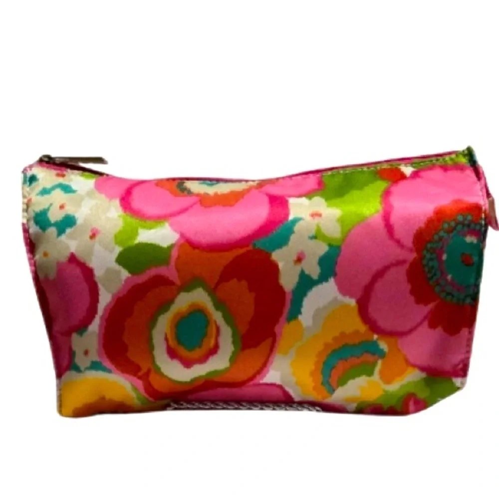 Clinique Floral Multicolor Women's Makeup/ Accessory Zip Clutch/Pouch